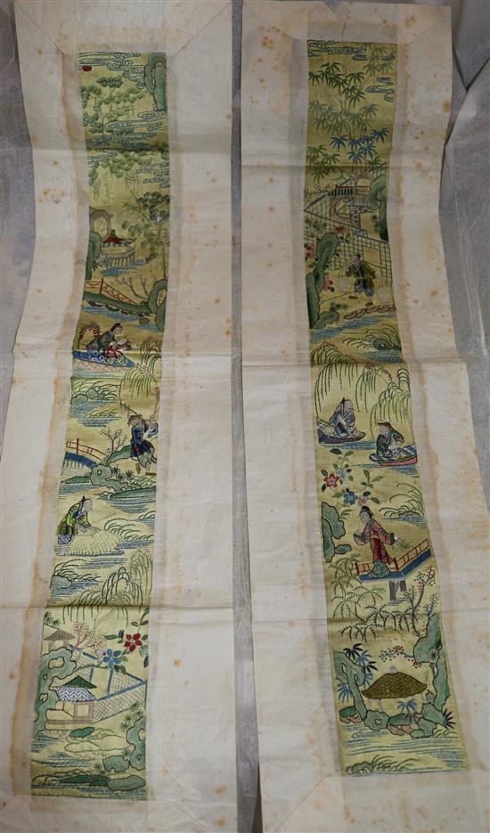 A pair of Chinese sleeve panels
